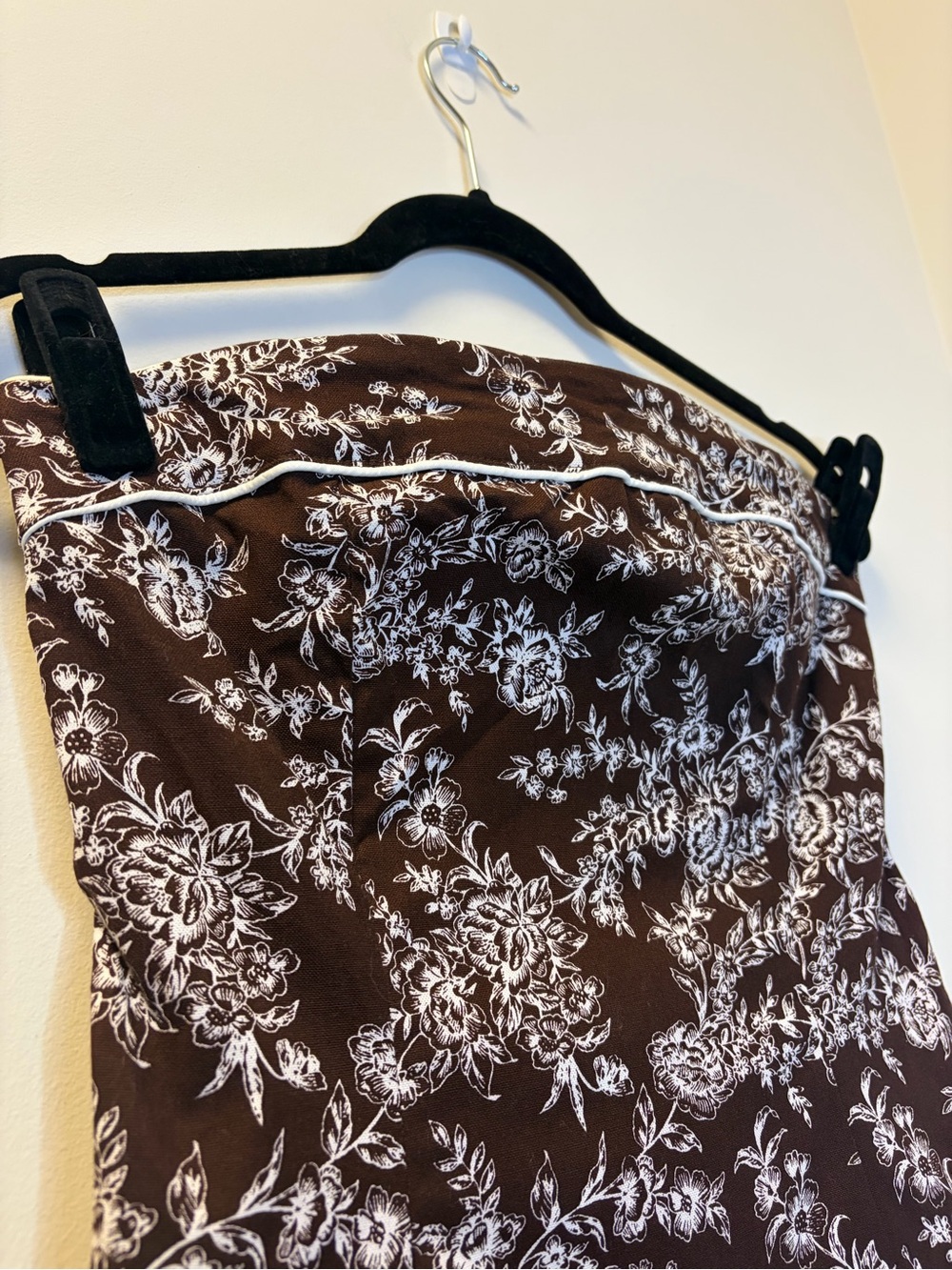 YK2 Teeze Me Floral Strapless Dress in Chocolate Brown & White Juniors Size 9 - Picture 2 of 8